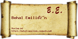 Behal Emilián névjegykártya