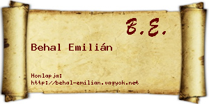 Behal Emilián névjegykártya